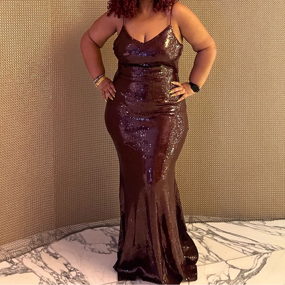 Fashion Nova Burgundy Sequin Maxi Dress - Picture 2 of 2